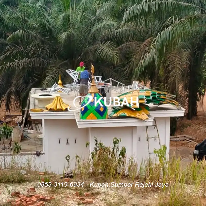 pemasangan kubah masjid enamel